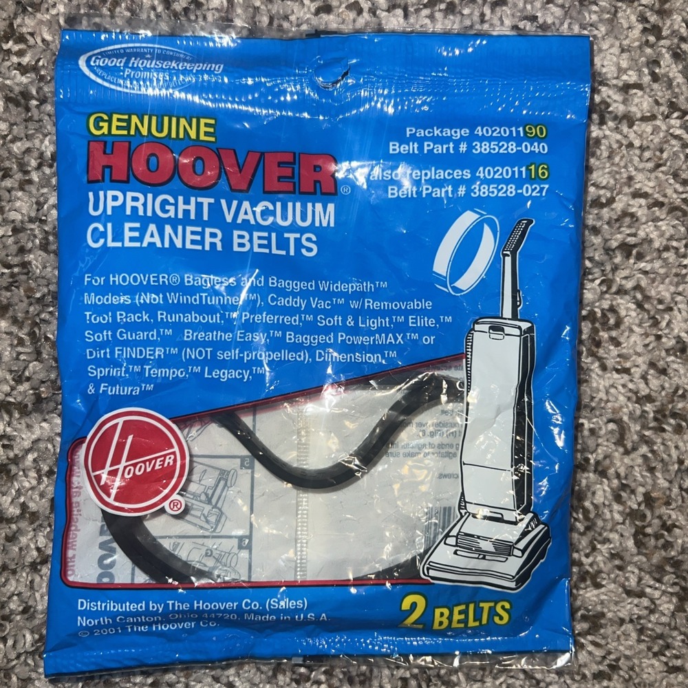 Genuine Hoover Upright Vacuum 2 Belts 38528-040‎ 40201190 40201116 New sealed